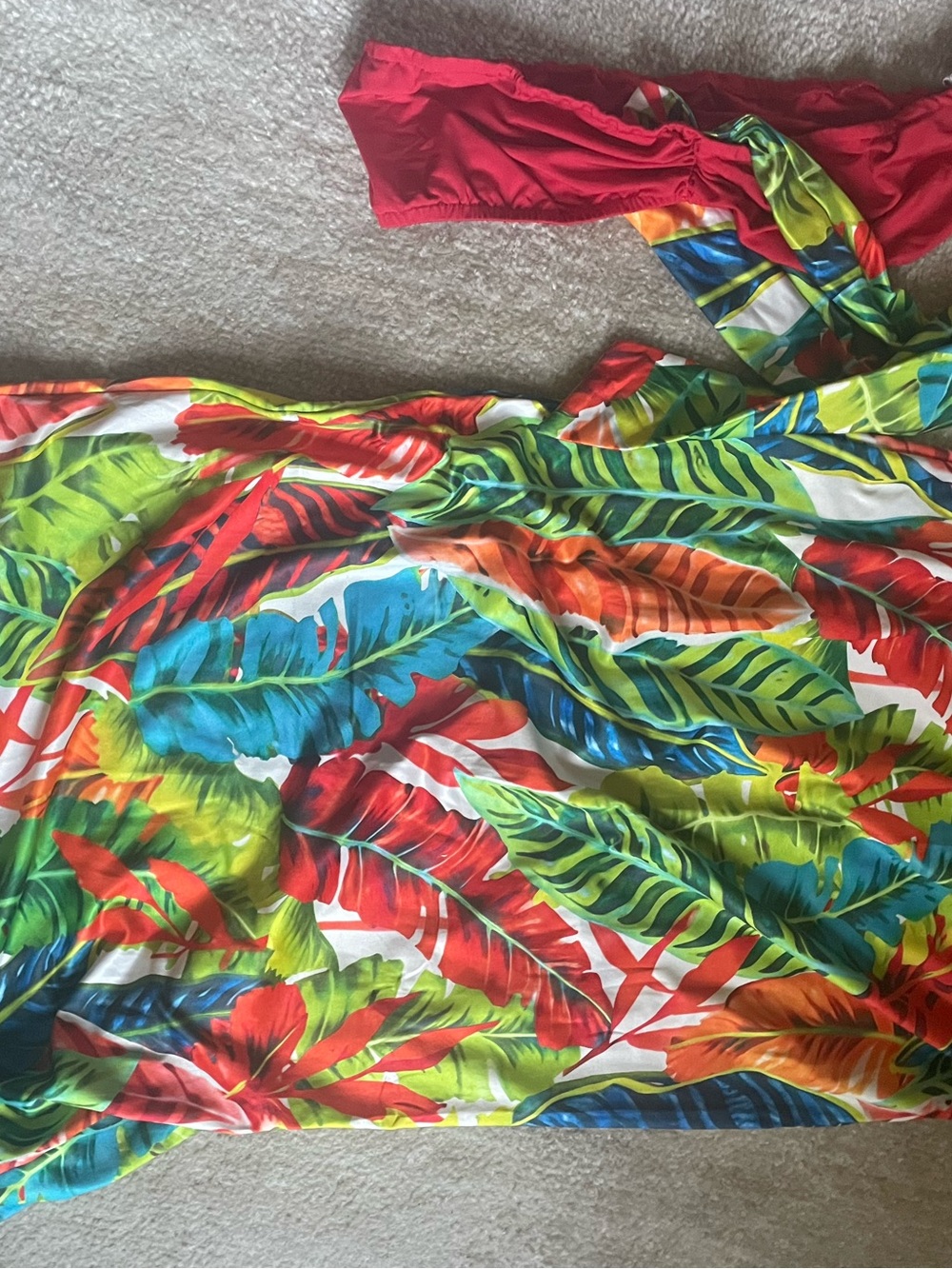 Tropical Leaf Print Maxi Dress in Bright Multi